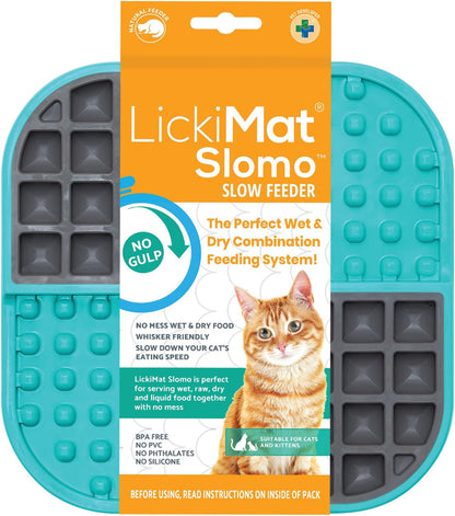 LickiMat Slomo, Cat Slow Feeder Lick Mat, Boredom Anxiety Reducer; Perfect for Food, Treats