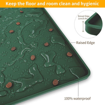 Ptlom Pet Placemat for Dog and Cat, Waterproof Silicone Pet Feeding Bowl Mats for Food and Water