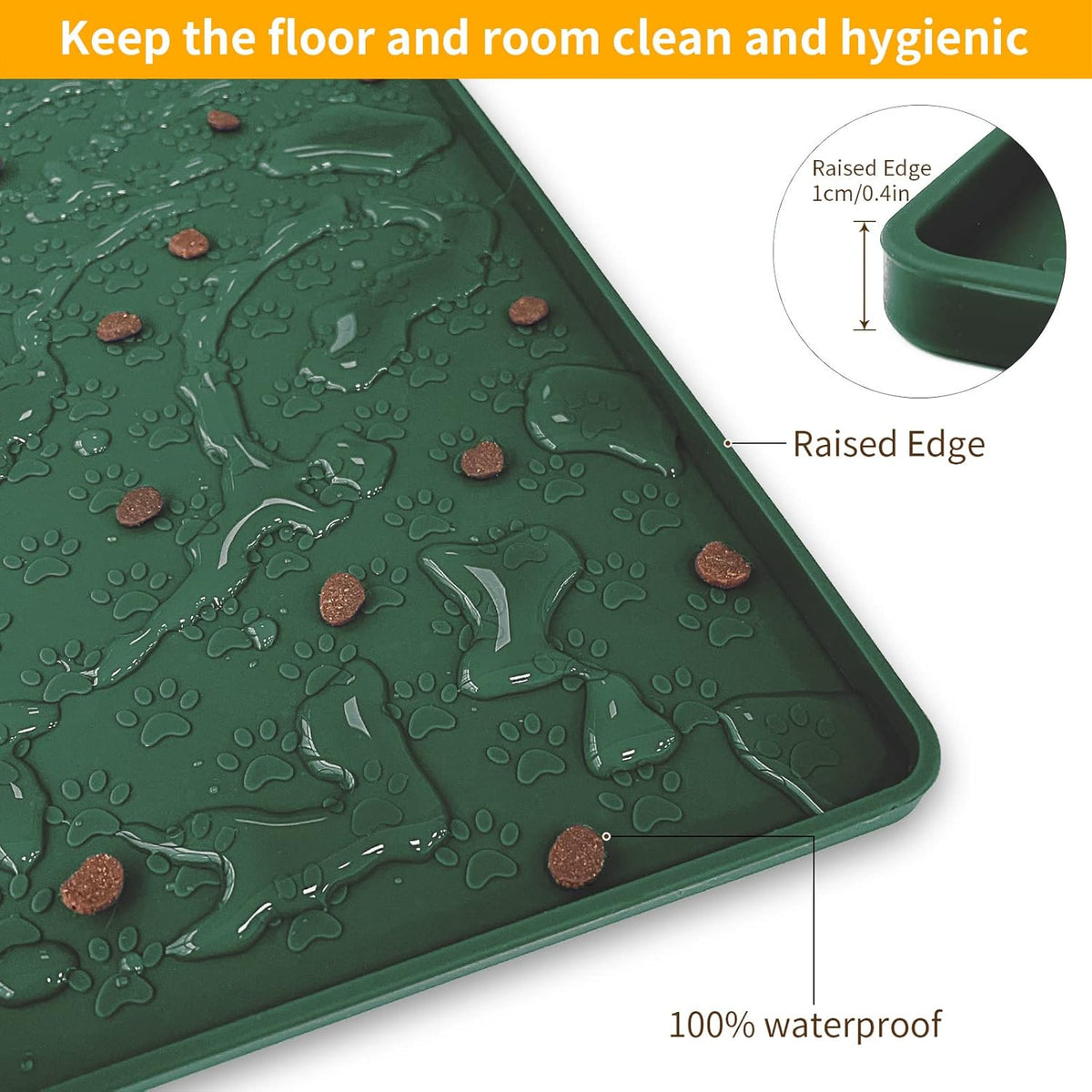 Ptlom Pet Placemat for Dog and Cat, Waterproof Silicone Pet Feeding Bowl Mats for Food and Water