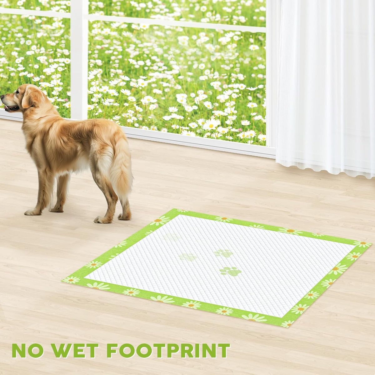 CROCI Pee Pads for Dogs 30x36in Daisy Pattern, Puppy Pads with Adhesive Tabs Super Absorbent Up to
