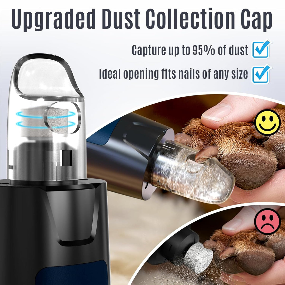 Casfuy New 6-Speed Dog Nail Grinder - 50% More Power Dog Nail Trimmers with 2 LED Lights Quiet 7h