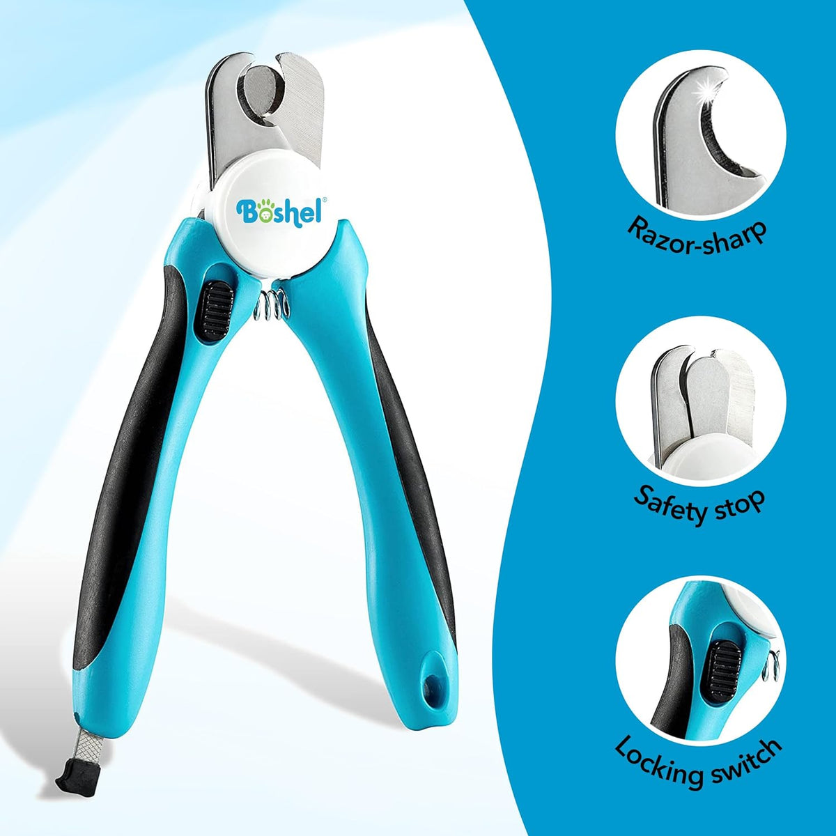 Dog Nail Clippers and Trimmer by Boshel - with Safety Guard to Avoid Over-Cutting Nails & Free Nail