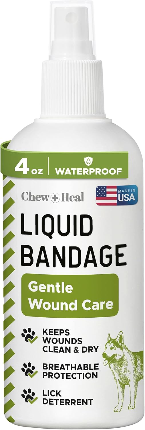 Pet Liquid Bandage for Dogs - 4 oz Spray with Aloe - Wound Care for Dogs Including Cuts, Scrapes