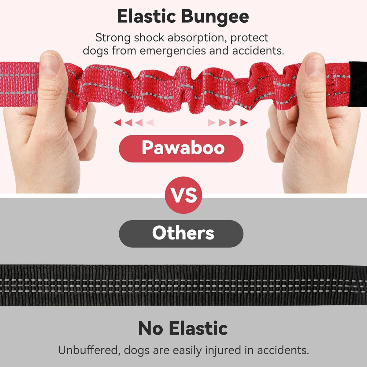 Pawaboo 2Pack Dog Seatbelt for Car, 3-in-1 Dog Seat Belt Bungee, Shockproof Dog Car Tether with