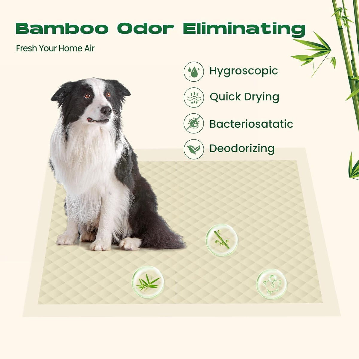 Puppy Pads 30 Count Small 22x22in Bamboo Training Pads Deodorizing Leakproof Quick Drying Dog Pee