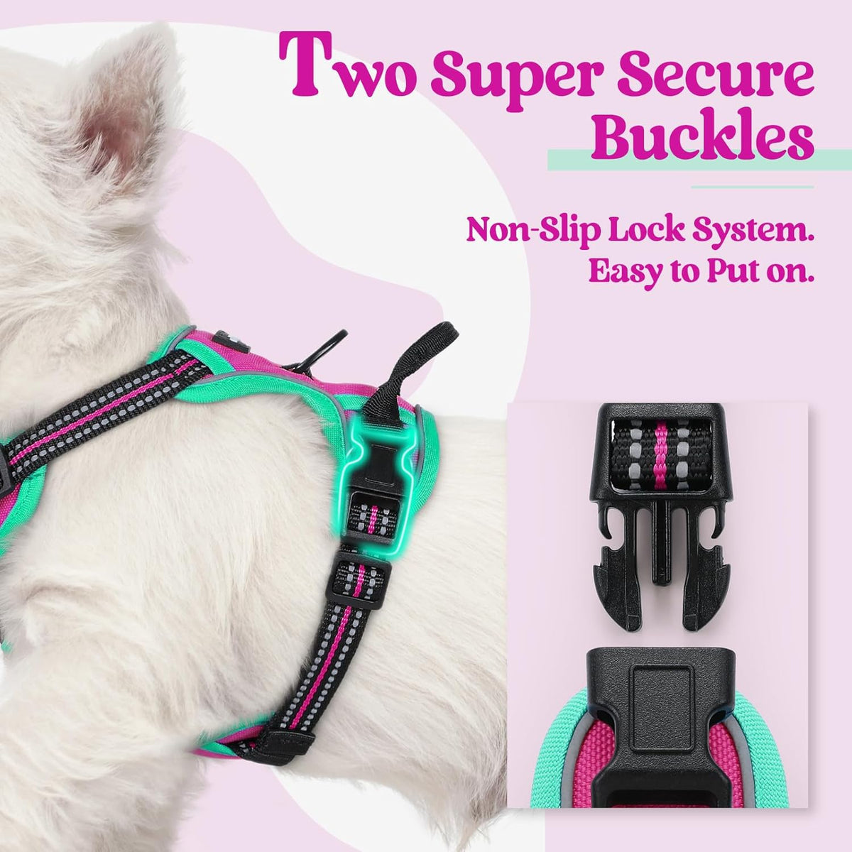 rabbitgoo Dog Harness No Pull with 2 Leash Clips, Adjustable Soft Padded, Reflective Oxford No