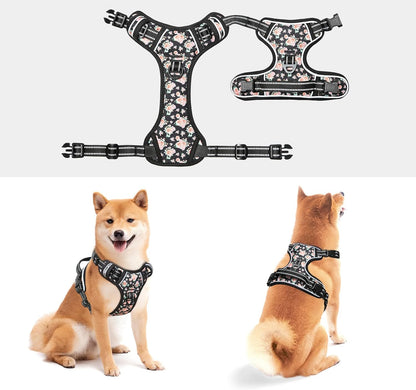 Timos No Pull Dog Harness,NO Need Go Over Dogs Head 3 Snap Buckles Reflective Oxford No Choke