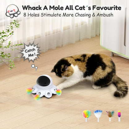 ORSDA Cat Laser Toy, 2-in-1 Interactive Automatic Motion Activated Moving 8 Holes Whack A Mole