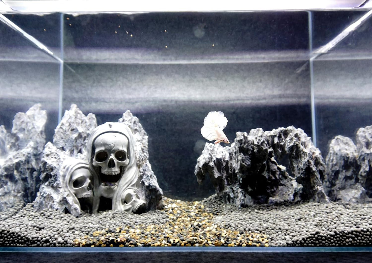 Fish Tank Decor Rocks.Aquarium Decoration Model.Easy and Quick Solution for Aquascaping.(Skull