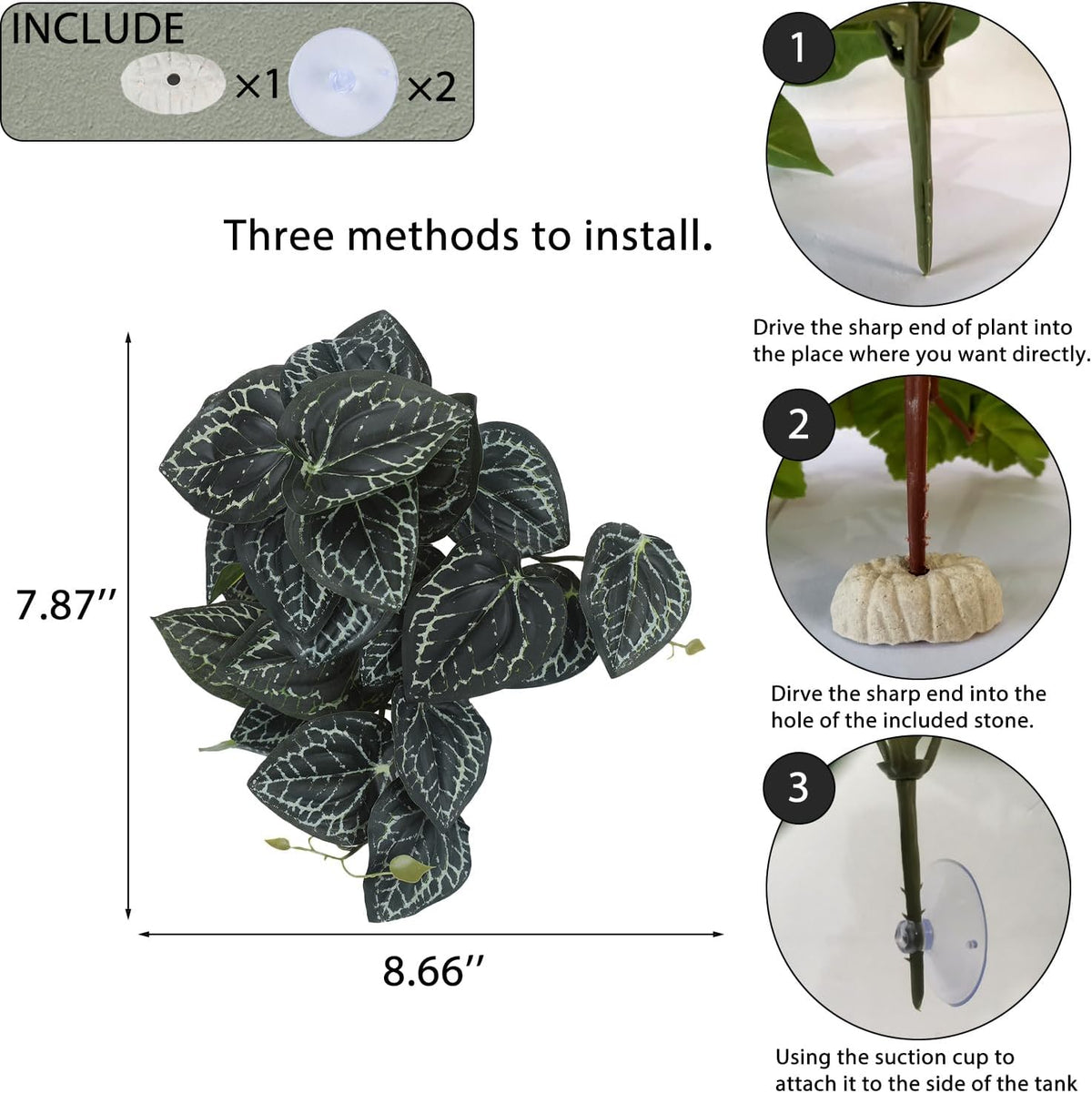 IBWell Fake Reptile Plants for Reptile Terrarium Plants, Reptile Plant Décor, Turtle Tank Plants