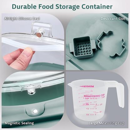 Rice Storage Containers, Collapsible 20 to 30Lbs Food Storage Bin Dispenser with Rolling Wheel and