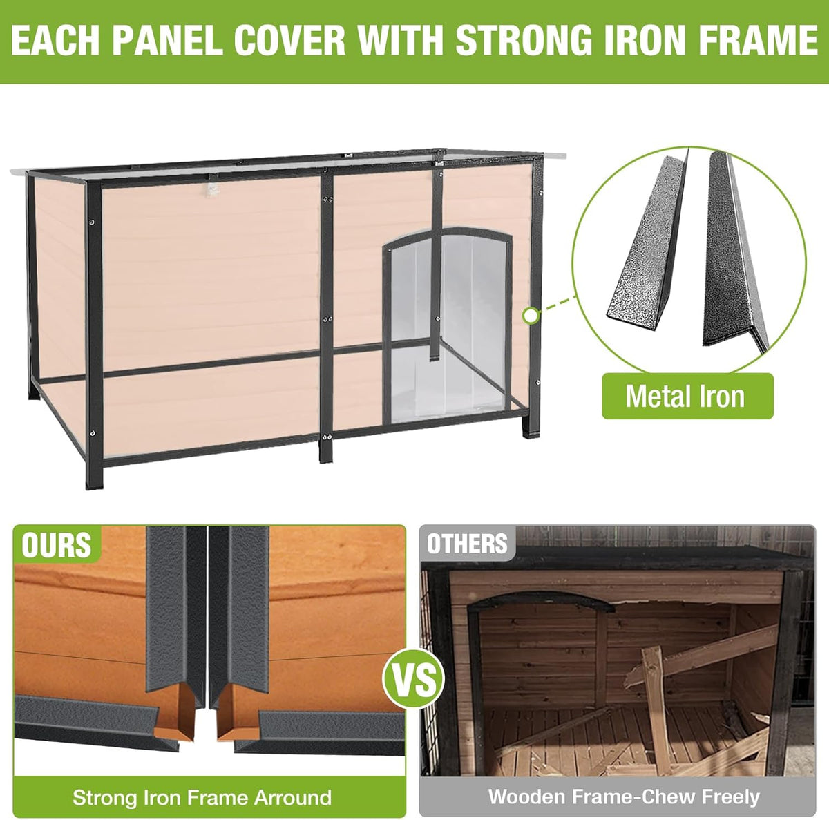 Aivituvin Dog House Outdoor 59" Extra Large Insulated Dog Kennel with Movable Insulation