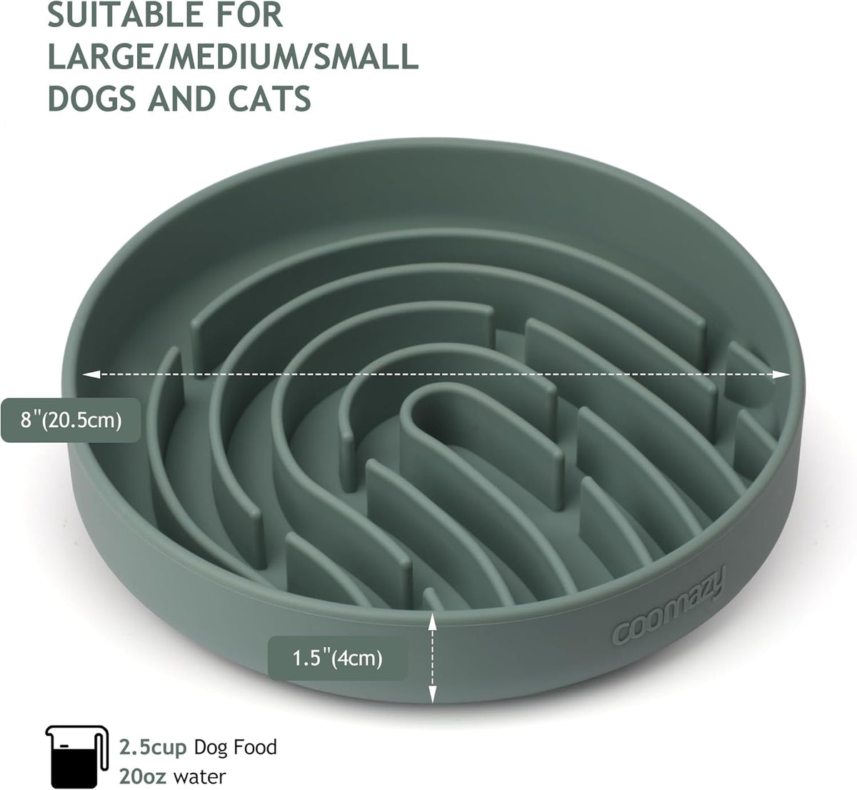 Coomazy Large Silicone Slow Feeder Dog Bowls, Interactive Puzzle Toy for Pets Food Training, Keeps