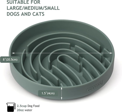 Coomazy Large Silicone Slow Feeder Dog Bowls, Interactive Puzzle Toy for Pets Food Training, Keeps
