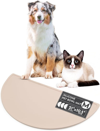 Waterproof Silicone Pet Food Mat - Non-Slip, Spill-Proof Feeding Mats for Floors, Raised Edge
