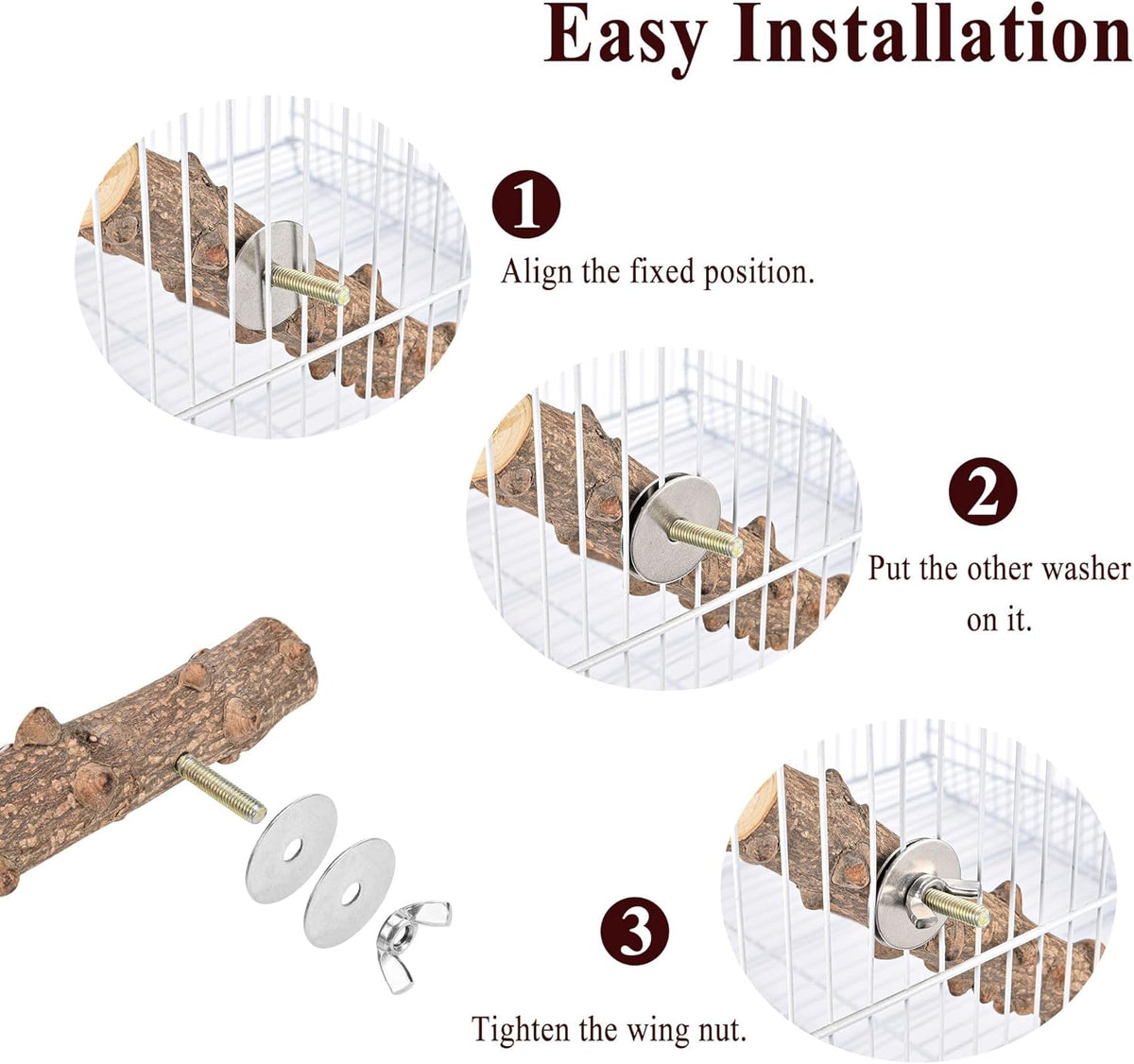 Mogoko Bird Ladder Perch for Cage, Natural Wood Bird Parrot Perch Stand Parrot Perch Bridge