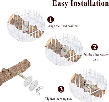 Mogoko Bird Ladder Perch for Cage, Natural Wood Bird Parrot Perch Stand Parrot Perch Bridge
