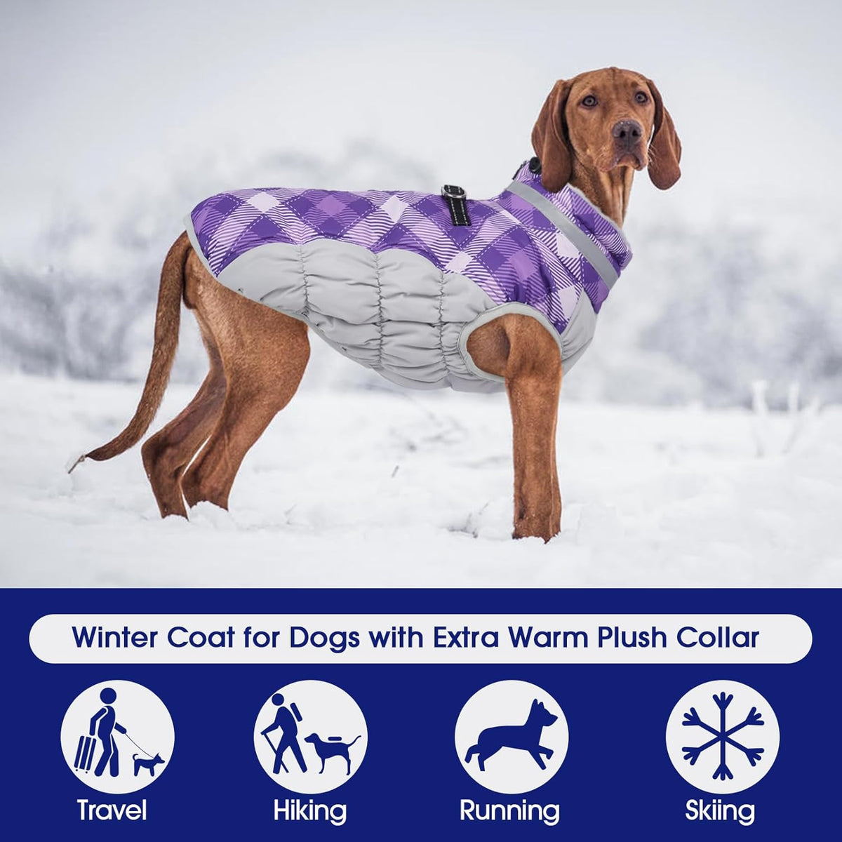 FUAMEY Dog Coat for Large Dogs,Waterproof Dog Winter Jacket with Harness Built in Puppy Cold