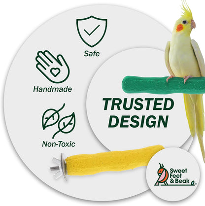 Comfort Grip Safety Perch for Bird Cages - Pedicure Perch for Birds to Keep Nails and Beaks in Top