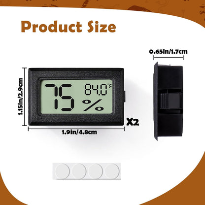Reptile Thermometer and Humidity Gauge,2PCS Digital Hygrometer Adhesive Reptile Terrarium