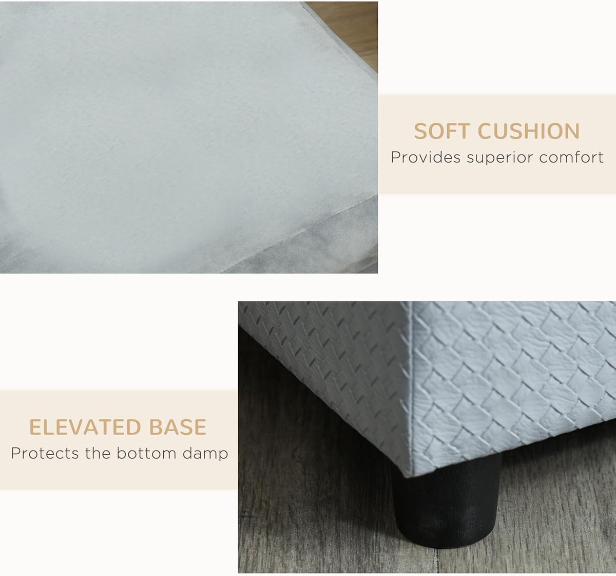 PawHut Luxury Fancy Dog Couch with Hidden Storage, Small Dog Sofa Bed with 2" Soft Foam, Modern Pet