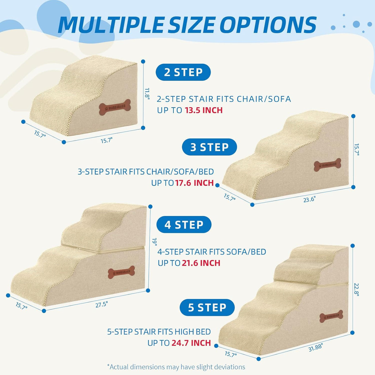Dog Stairs 3-Step for Small Dogs and Cats to Get on Bed and Furniture/Windows, Pets Can Climb, Sit