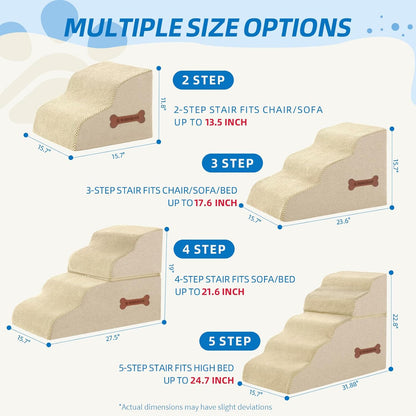 Dog Stairs 3-Step for Small Dogs and Cats to Get on Bed and Furniture/Windows, Pets Can Climb, Sit