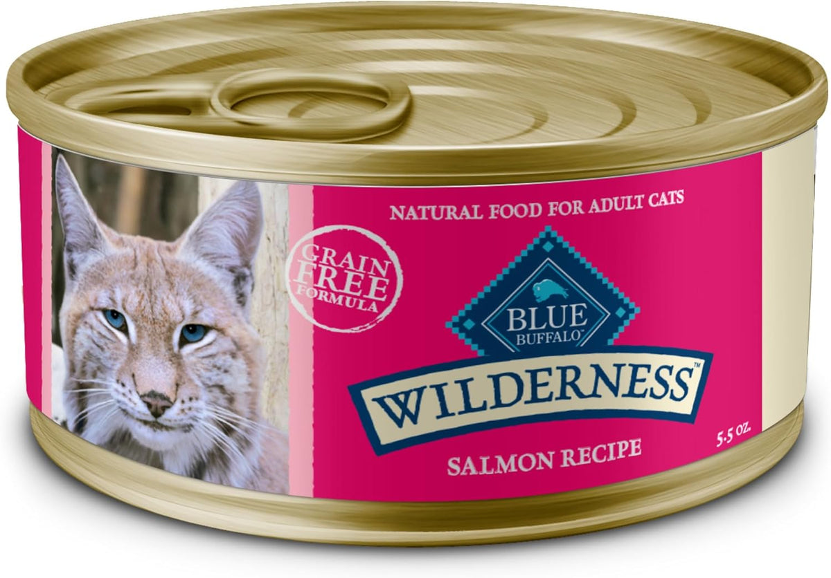Blue Buffalo Wilderness Natural High-Protein Grain-Free Wet Food for Adult Cats, Salmon Paté