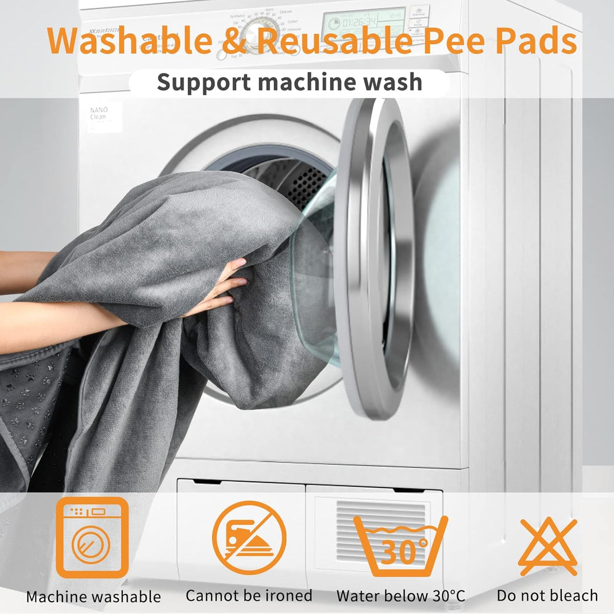LOOBANI 2 Packs Extra Large Reusable Dog Mat for Floor, Non-Slip Washable Pee Pads for Dogs, Fast