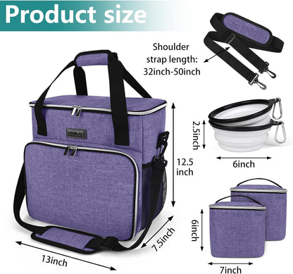BAGLHER Dog Travel Bag, Pet Travel Bag (ALL Pet Travel Supplies), With 2 Pet Food Containers and 2