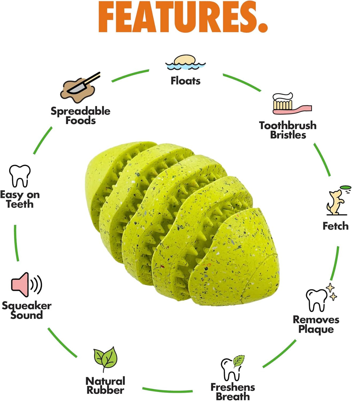 Max Fusion with Nike Grind, Arlee Spiro Football Treat Dispensing Dog Toy, Durable Dog Treat Toy, M