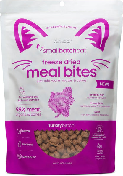 smallbatch Pets Freeze Dried Cat Treats, Raw Dry Cat Food Bites, Turkey Recipe, High Protein Food