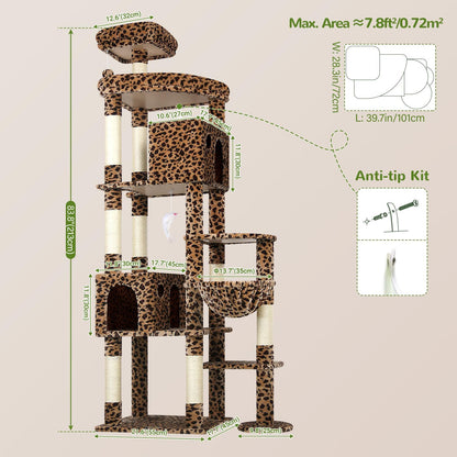 Globlazer Giant Cat Tree, 83 inch Cat Tree for Indoor Cats Large Adult, XXL Cat Tower with 9