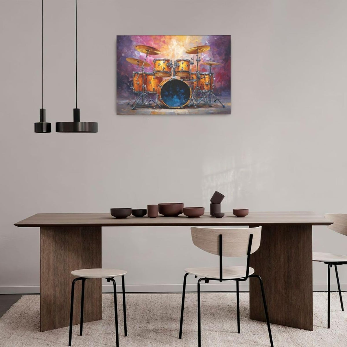 Music Wall Art Graffiti Musical Instruments Canvas Wall Decor Drum Pictures Painting Print Artwork