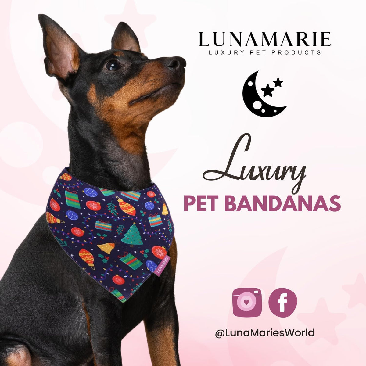 LunaMarie - Luxury Pet Birthday Bandanas -Premium & Silky Poly Fabric | 100% Handmade | Custom