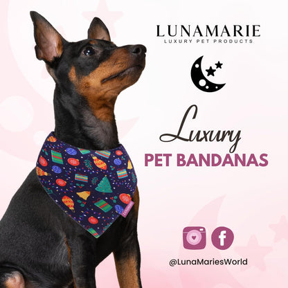 LunaMarie - Luxury Pet Birthday Bandanas -Premium & Silky Poly Fabric | 100% Handmade | Custom