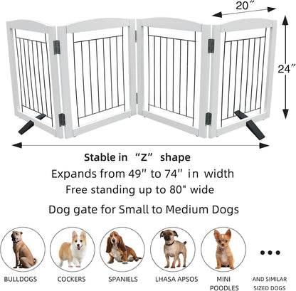 ZJSF Freestanding Dog Fence Indoor, Foldable Dog Gate for Doorways, Stairs or Hallways, Sturdy Wood
