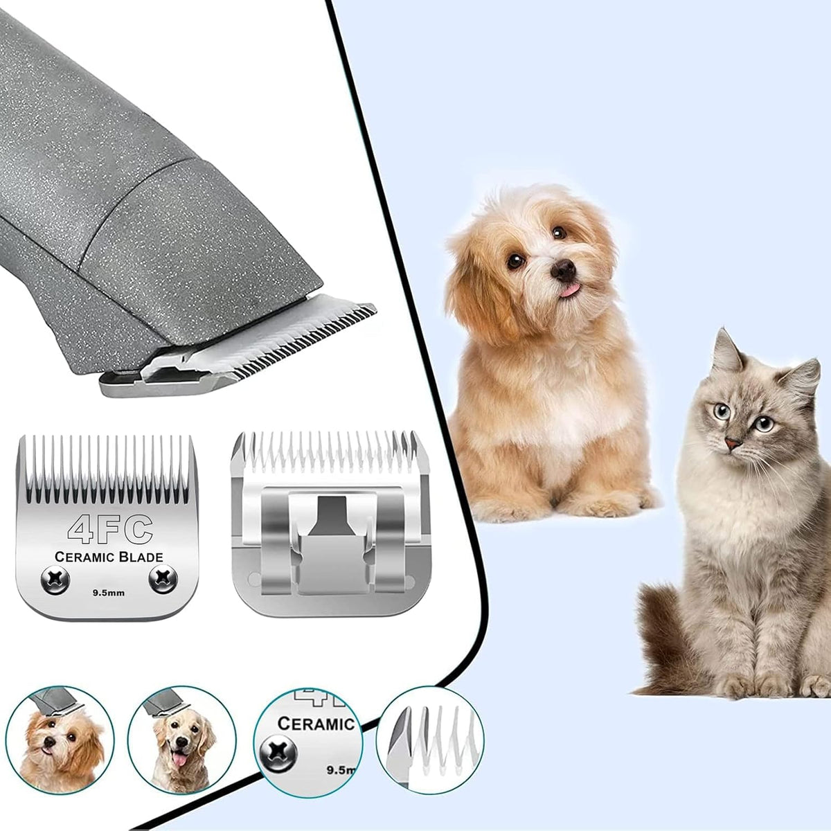 2PC 4FC Blade Detachable Pet Clipper Replacement Blades Compatible with Andis Pet Clipper/Oster
