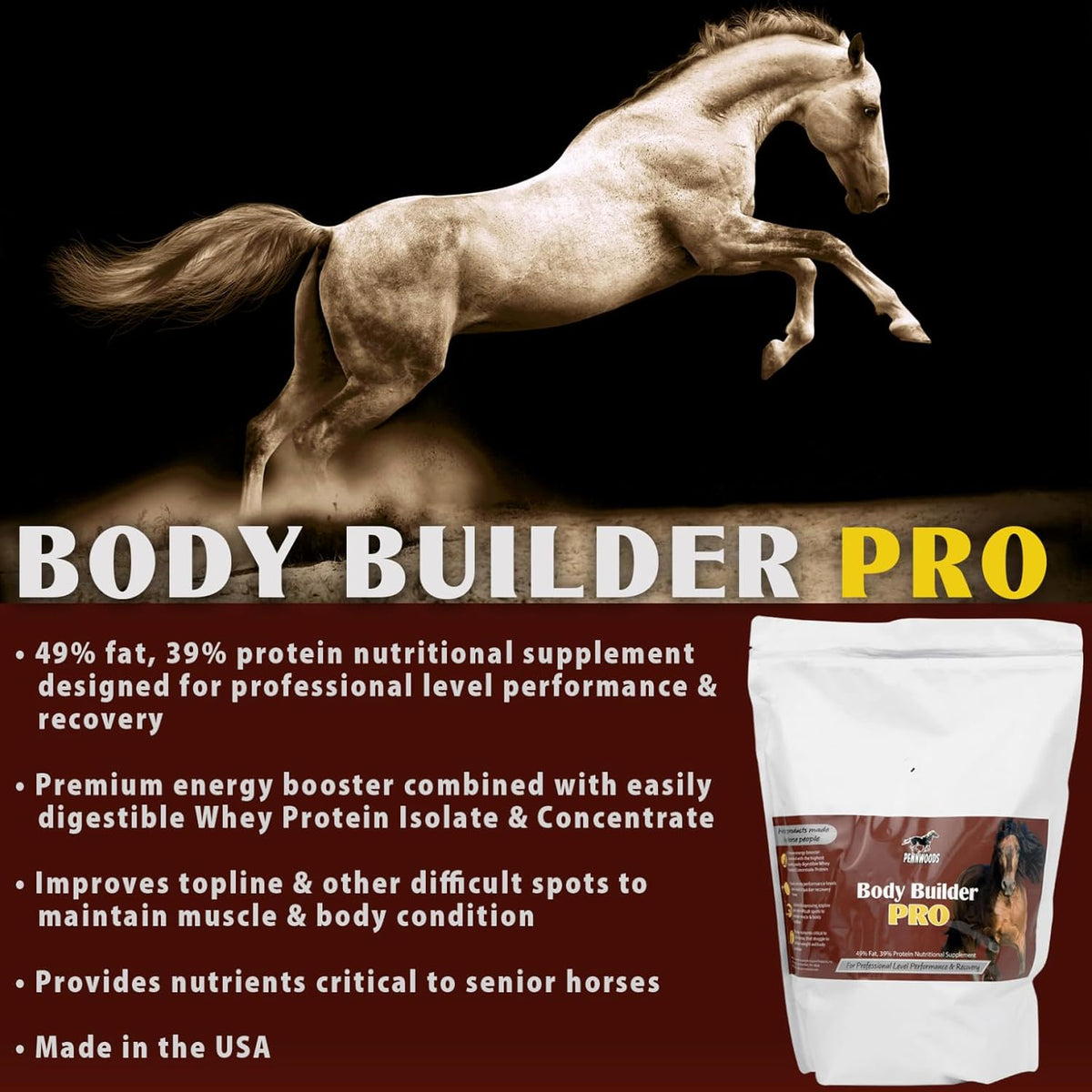 Body Builder Pro, Horse Weight Gain Supplement, Premium High Fat Energy Booster, with Whey Isolate