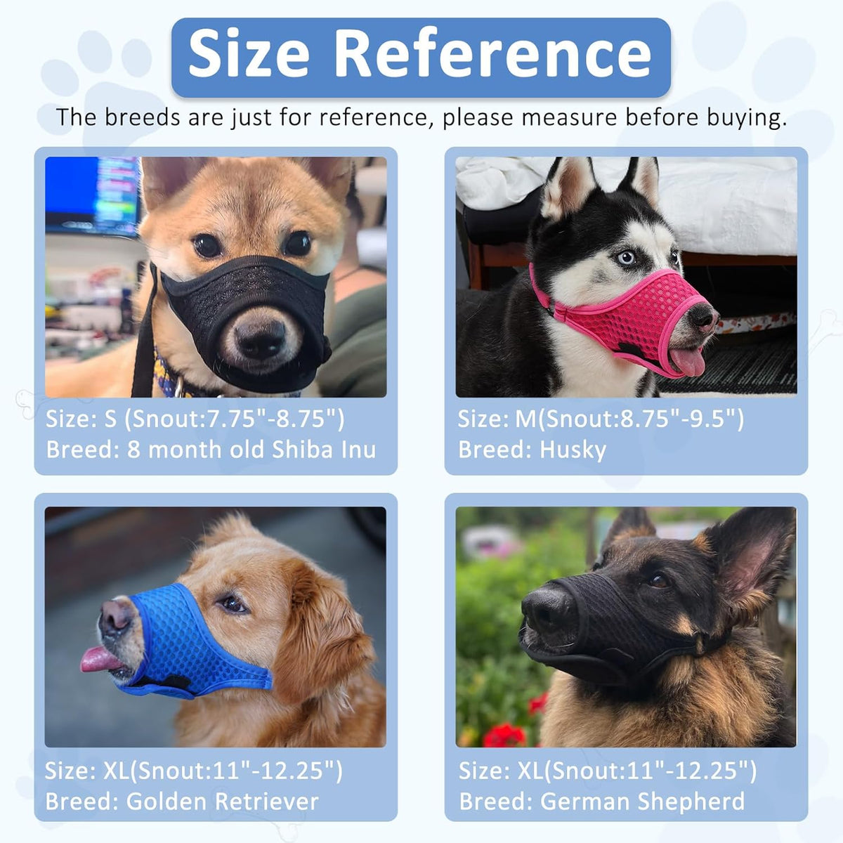 LUCKYPAW Soft Muzzle for Small Medium Sized Dogs, Dog Muzzle to Prevent Biting Chewing, Adjustable