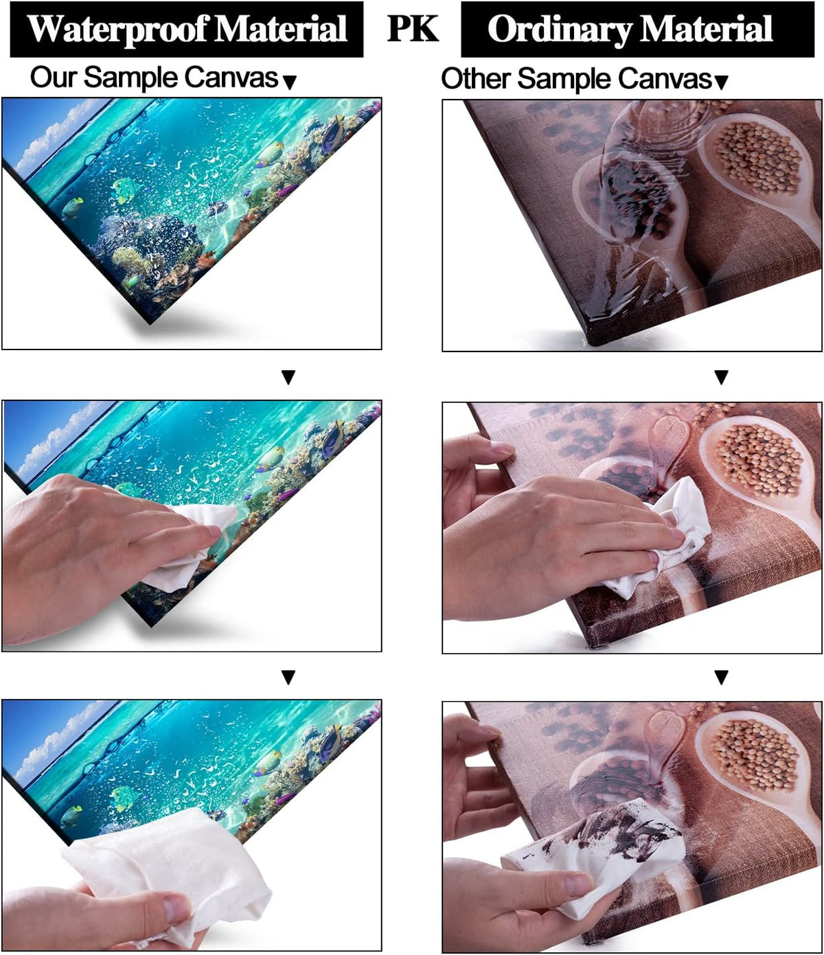 Tropical Island Coral Reef Landscape Canvas Wall Art for Living Room,Unique View Split Waterline