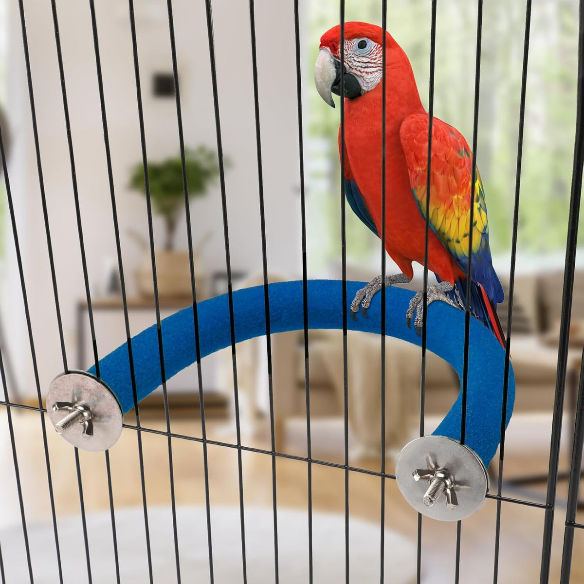 Rypet U Shape Parrot Perch Stand Toy for Paw Grinding Clean Stick Exercise, Rough-Surfaced Quartz