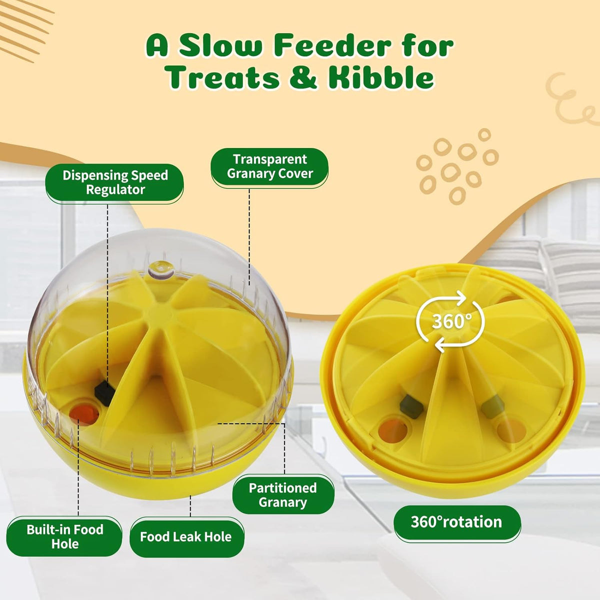 Treat Dispensing Dog Toys, Treat Ball for Large, Medium, Small Dogs, Dog Puzzle and Slow Feeder Dog
