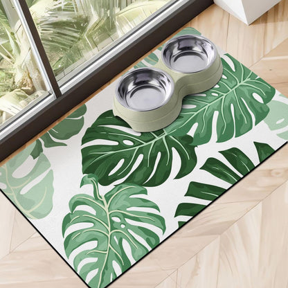 Dog Food Mat for Floors - Absorbent Bowl Mat for Food and Water Dispenser, Quick Dry Pet Supplies