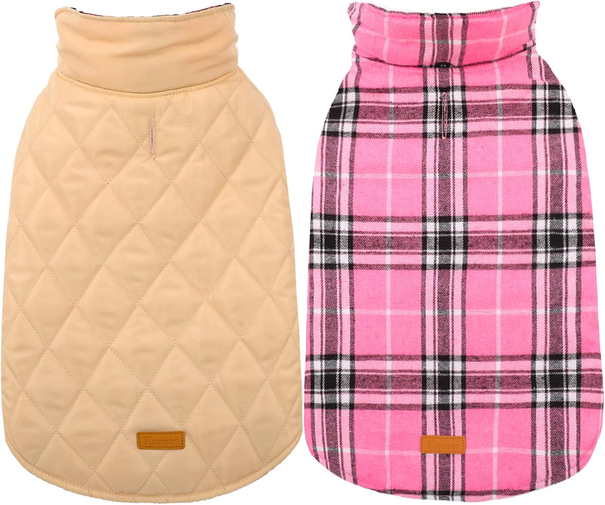 Kuoser Waterproof Dog Coat, Reversible Dog Jacket for Large Dogs, Adjustable Durable Doggie Winter