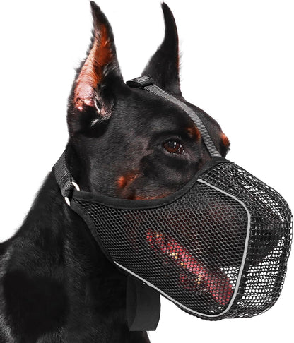 Mayerzon Dog Muzzle, Patented Mesh Muzzle with Panting Room for Large Medium Small Sized Dogs, Soft