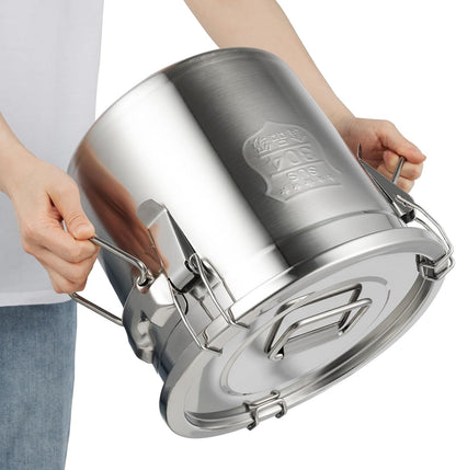 DYNAMI 304 Stainless Steel Airtight Canister for Kitchen, 3.2Gal/405oz Flour Container with Lid and