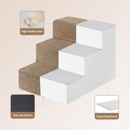 EHEYCIGA Dog Stairs for Small Dogs 13.5" H, 3-Step Dog Steps for Couch Sofa and Chair, Pet Steps