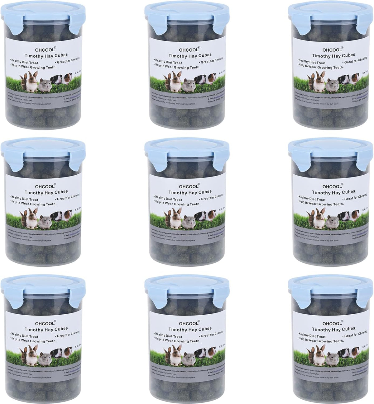 Timothy Hay Cubes 90 oz (9 * 10 oz) with Small Size - Timothy Grass Pellets for Tortoises Rabbits