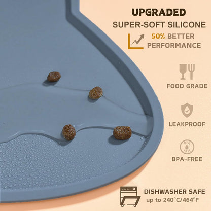Cat Food Mat, Silicone Pet Feeding Mat for Floor Non-Slip Waterproof Dog Water Bowl Tray Cushion